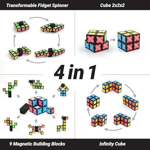 TOSY Magnet Fidget Spinner Mini - 8 Blocks, 3 in 1 Toy