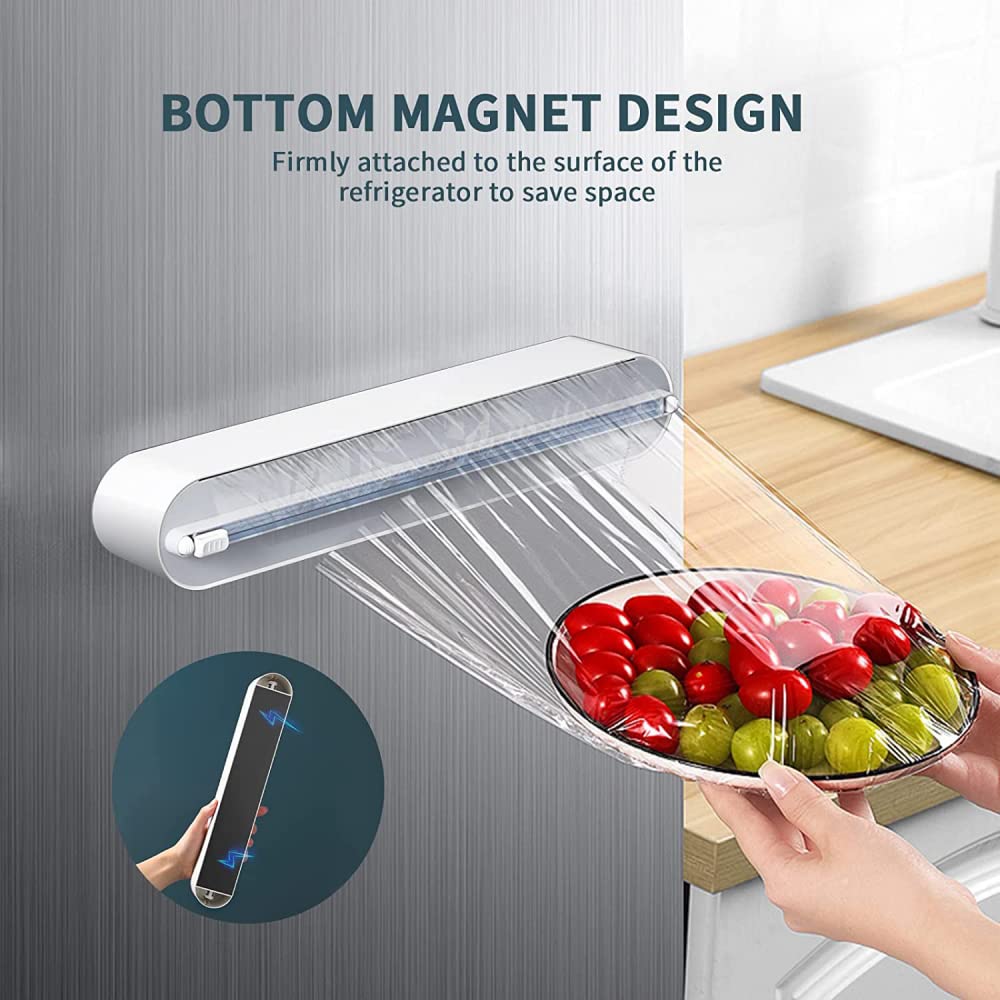 Refillable Magnetic Plastic Wrap Dispenser.
