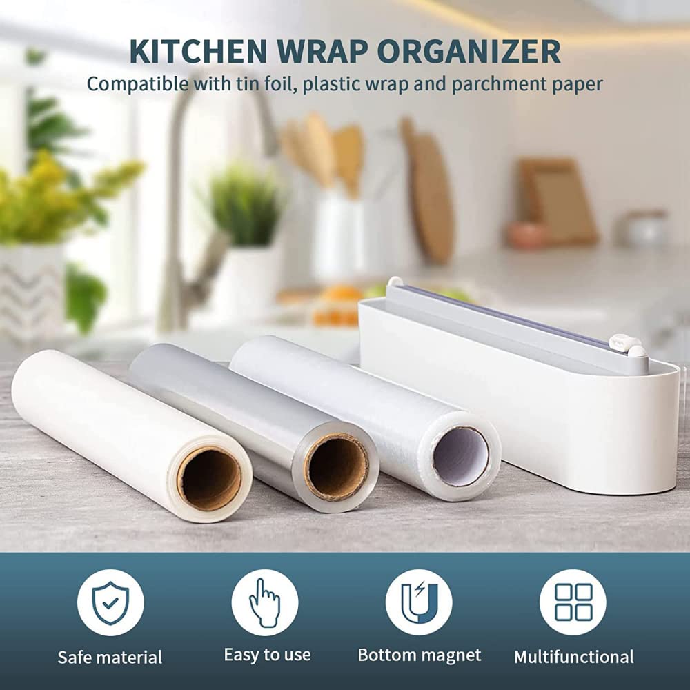 Refillable Magnetic Plastic Wrap Dispenser.