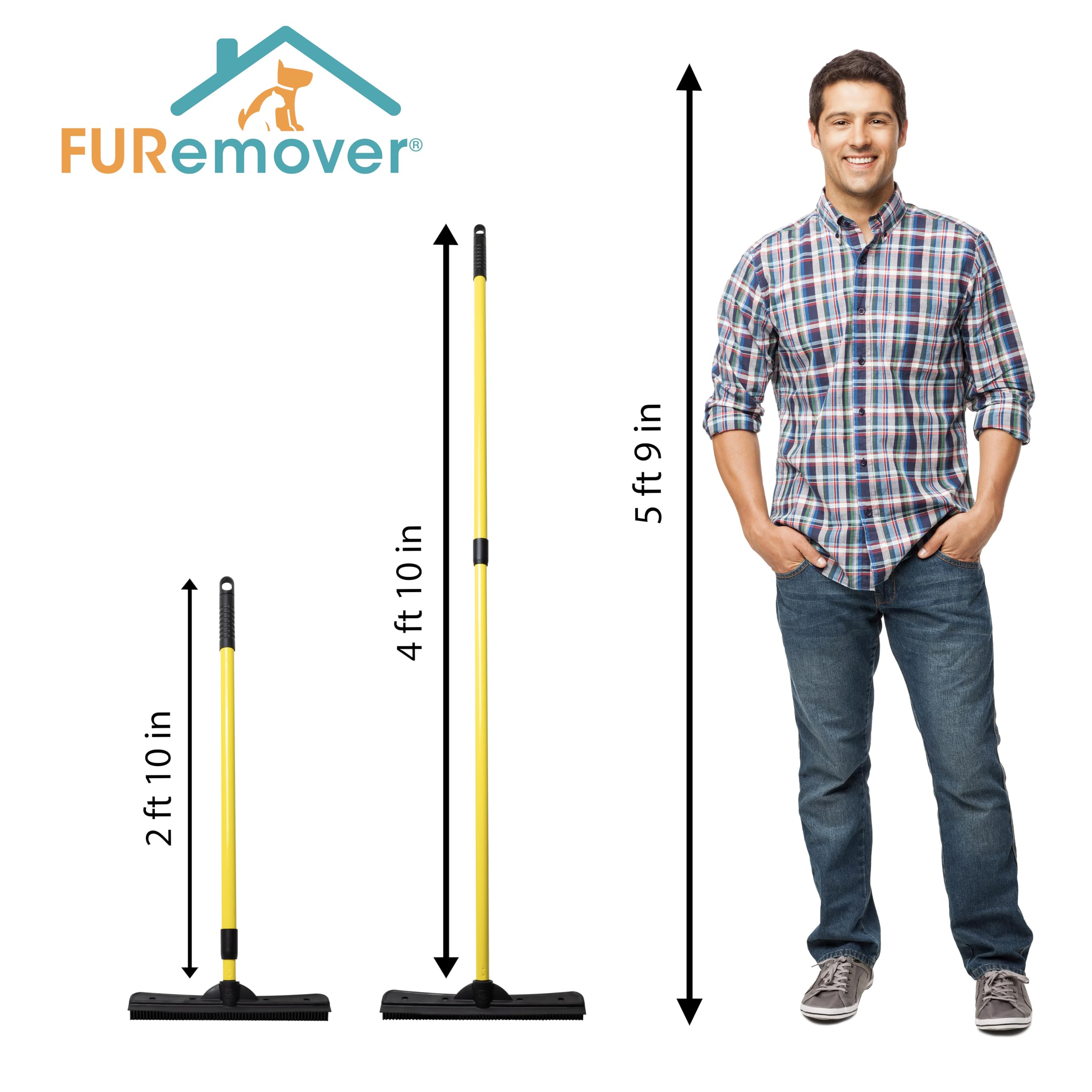 Pet Hair Rubber Broom with Squeegee