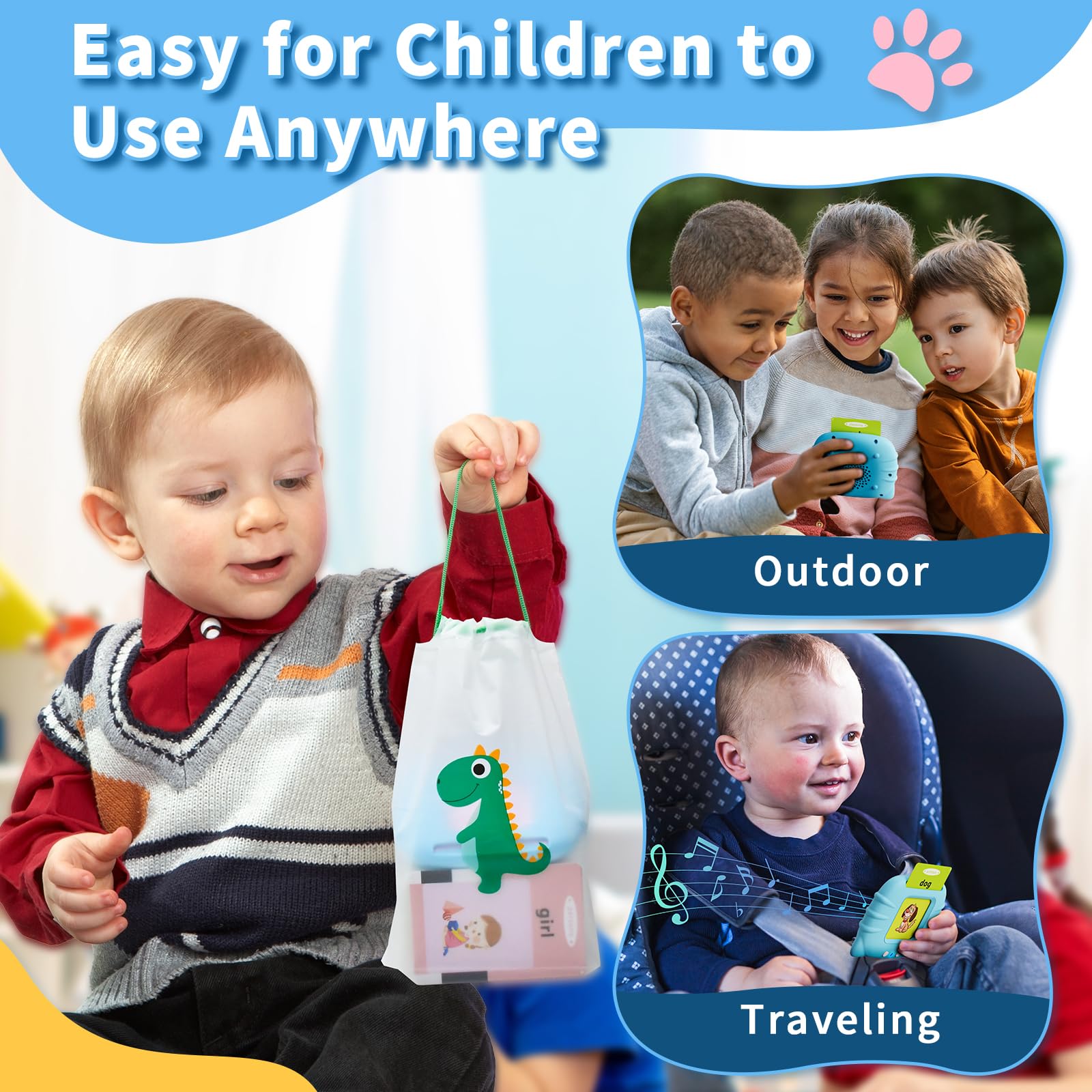 Toddler Toys Talking Flash Cards for 1 2 3 4 5 6 Year Old Boys and Girls.