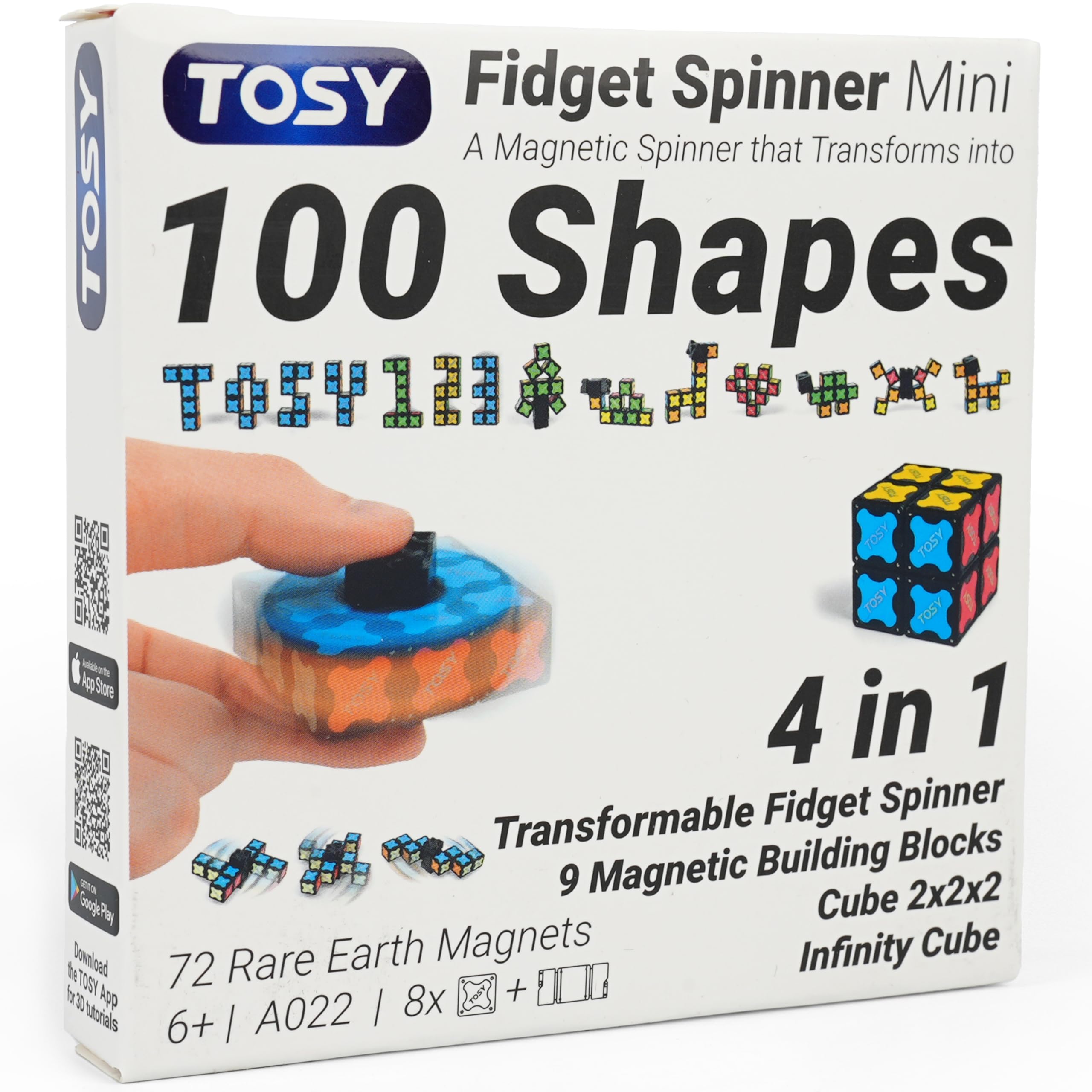 TOSY Magnet Fidget Spinner Mini - 8 Blocks, 3 in 1 Toy