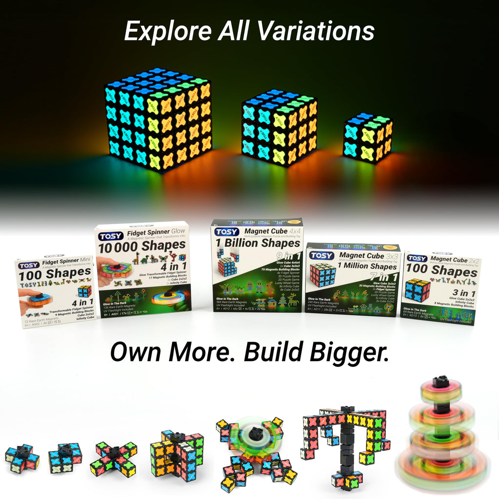 TOSY Magnet Fidget Spinner Mini - 8 Blocks, 3 in 1 Toy