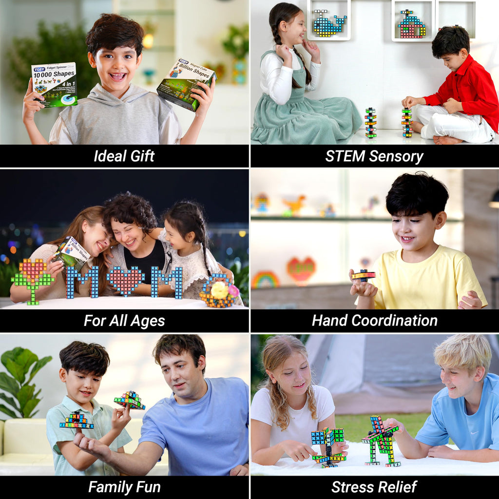 TOSY Magnet Fidget Spinner Mini - 8 Blocks, 3 in 1 Toy
